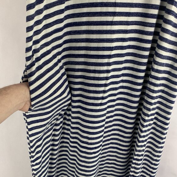 Tommy Bahama Maxi Dress Large? Blue White Stripe Coastal Resort Cruise Pockets - Picture 10 of 11